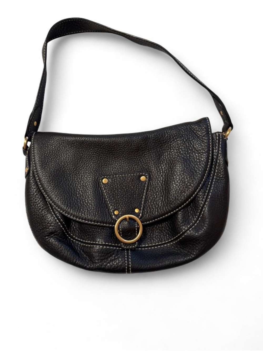 Vintage Talbots Classic Black Leather Shoulder Bag